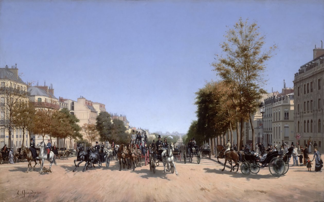 1878年，从巴黎的艾托尔广场看香榭丽舍大街的景色 作者 埃德蒙·格兰让