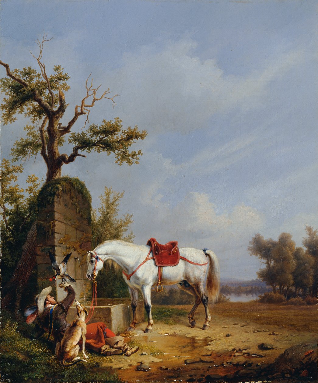 德语: Reiter mit Pferd 骑着马 作者 埃德蒙·简·巴蒂斯特·查格尼