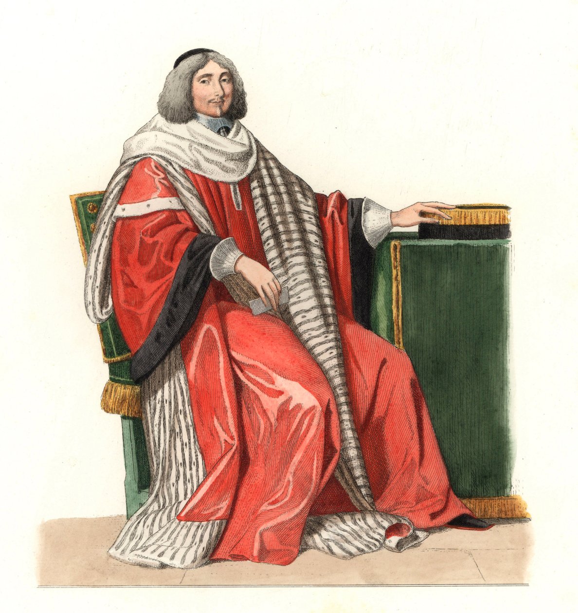 Jean Antoine de Mesme (1661-1723)，Irval领主，Avaux伯爵，法国17世纪的地方官，根据Philippe de Champaigne (1602-1674)1653年的画作绘制 - 根据Edmond Lechevallier-Chevignard (1825-1902)的插图平版印刷。 作者 Edmond Lechevallier-Chevignard