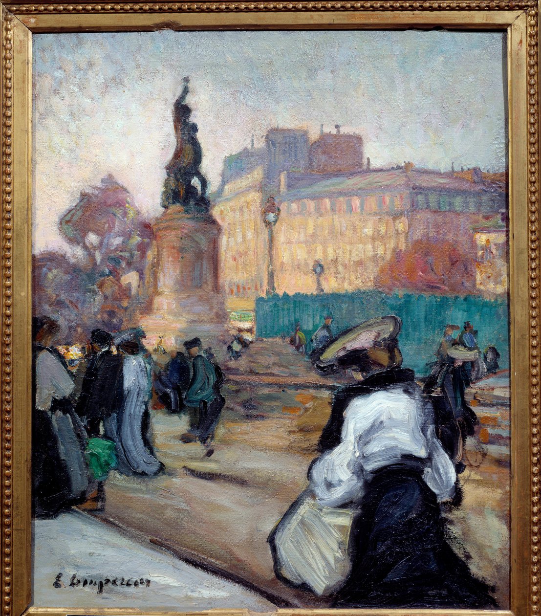 共和国广场。 Edmond Lempereur (1876-1909) 的绘画 作者 埃德蒙·伦佩鲁尔