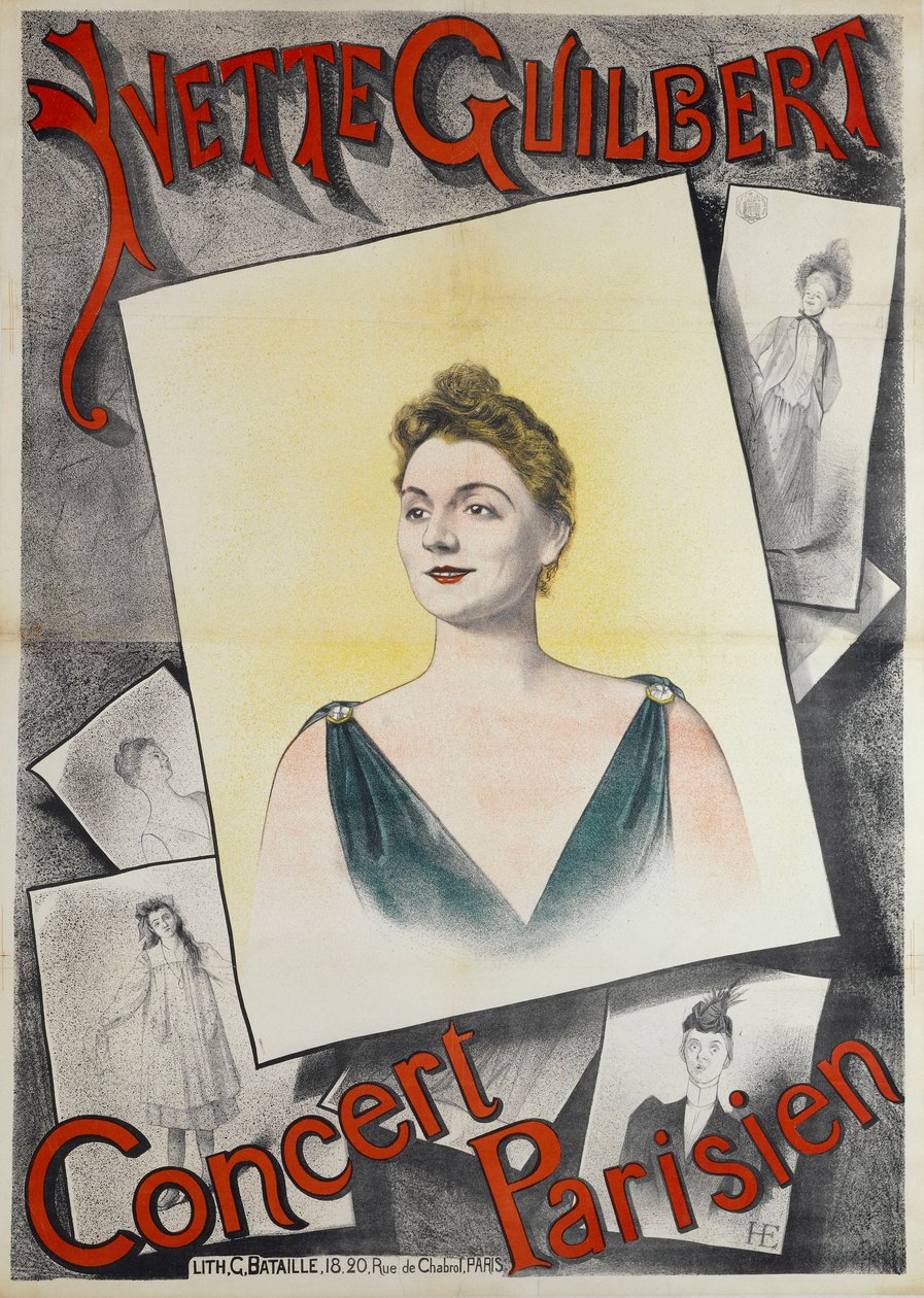 Yvette Guilbert Concert Parisien，1890年。 作者 埃德蒙·玛丽·霍纳