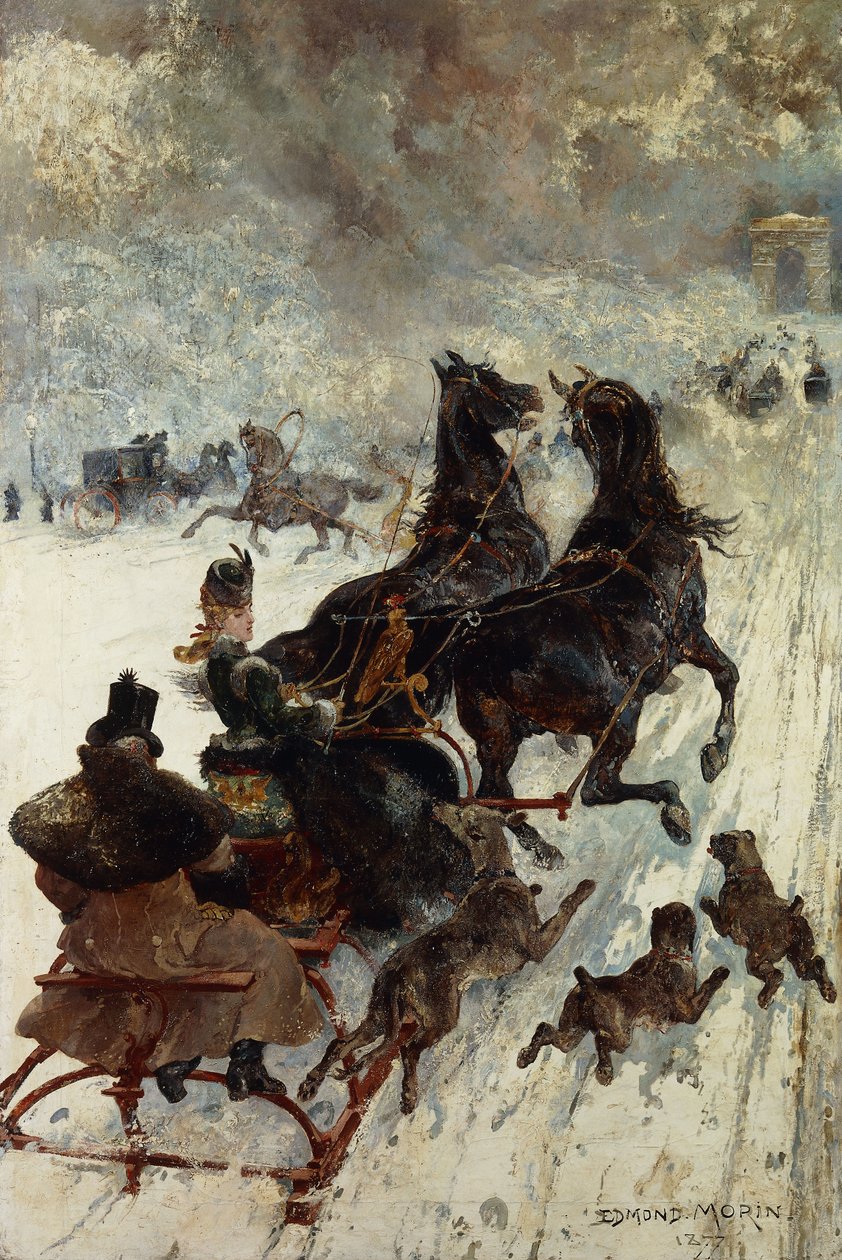 雪橇比赛，1877年 作者 埃德蒙·莫林