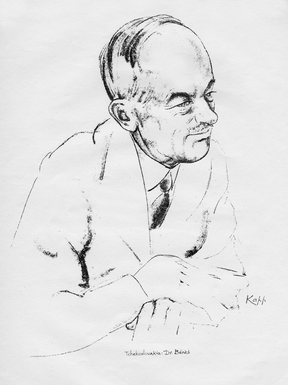 捷克斯洛伐克政治家爱德华·贝内斯博士，1935年。 作者 埃德蒙·泽维尔·卡普（Edmond Xavier Kapp）