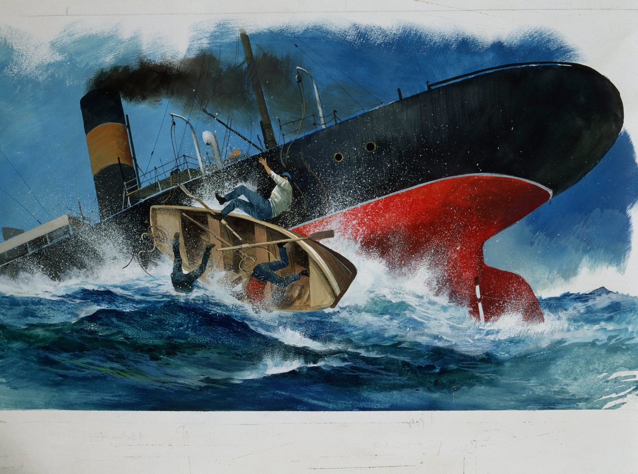 埃德蒙多-德-阿米契斯（1846-1908 年）《心》中的沉船，素描 作者 埃德蒙多·德·阿米西斯