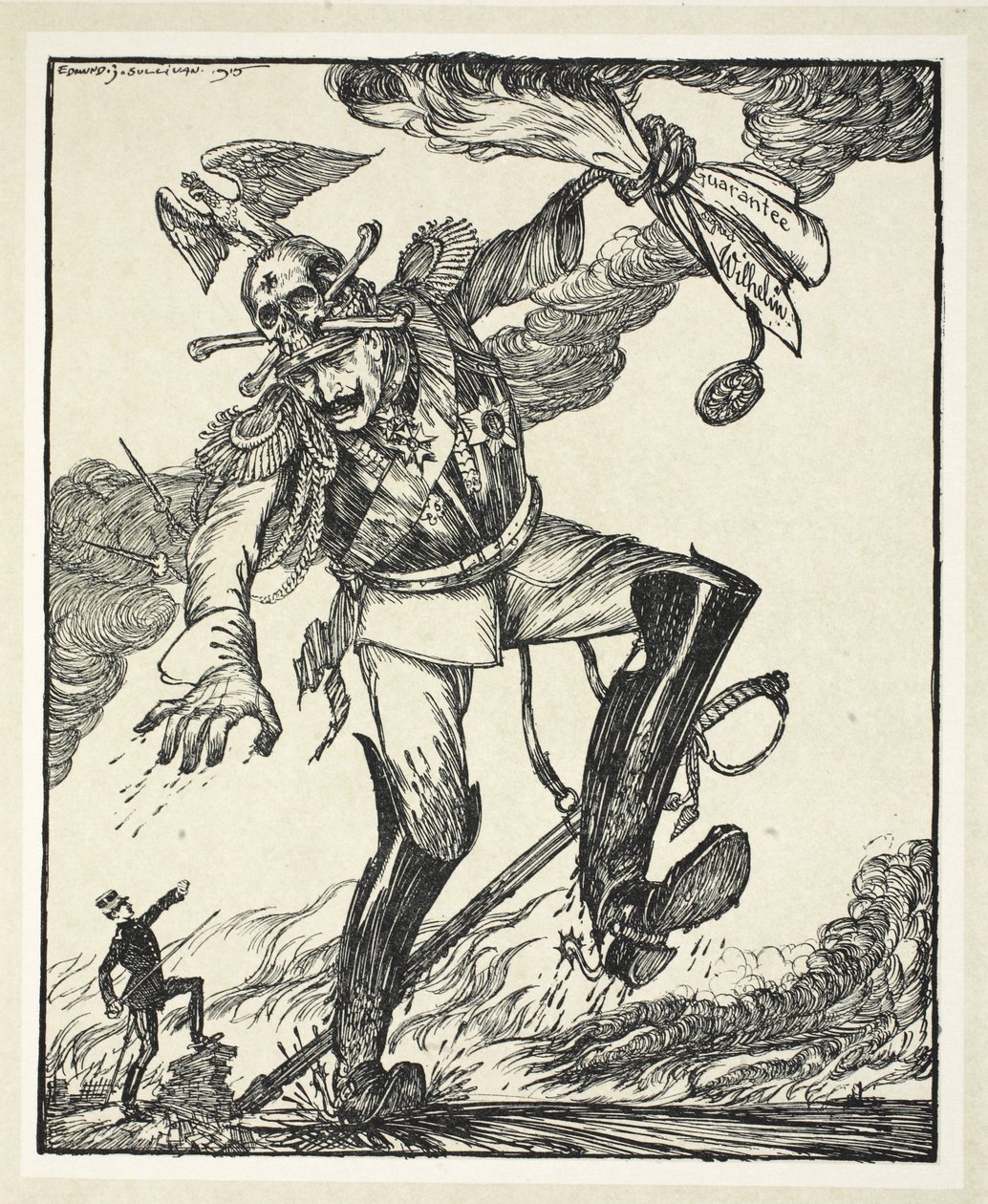 杰克，巨人杀手（致力于比利时国王），来自凯撒的花环的插图由Edmund J. Sullivan，酒吧。 1916年 作者 埃德蒙·约瑟夫·沙利文
