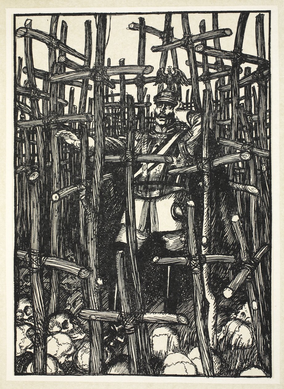 迷失在木头中，来自The Kaiser&39;s Garland的插图由Edmund J. Sullivan，酒吧。 1916年 作者 埃德蒙·约瑟夫·沙利文