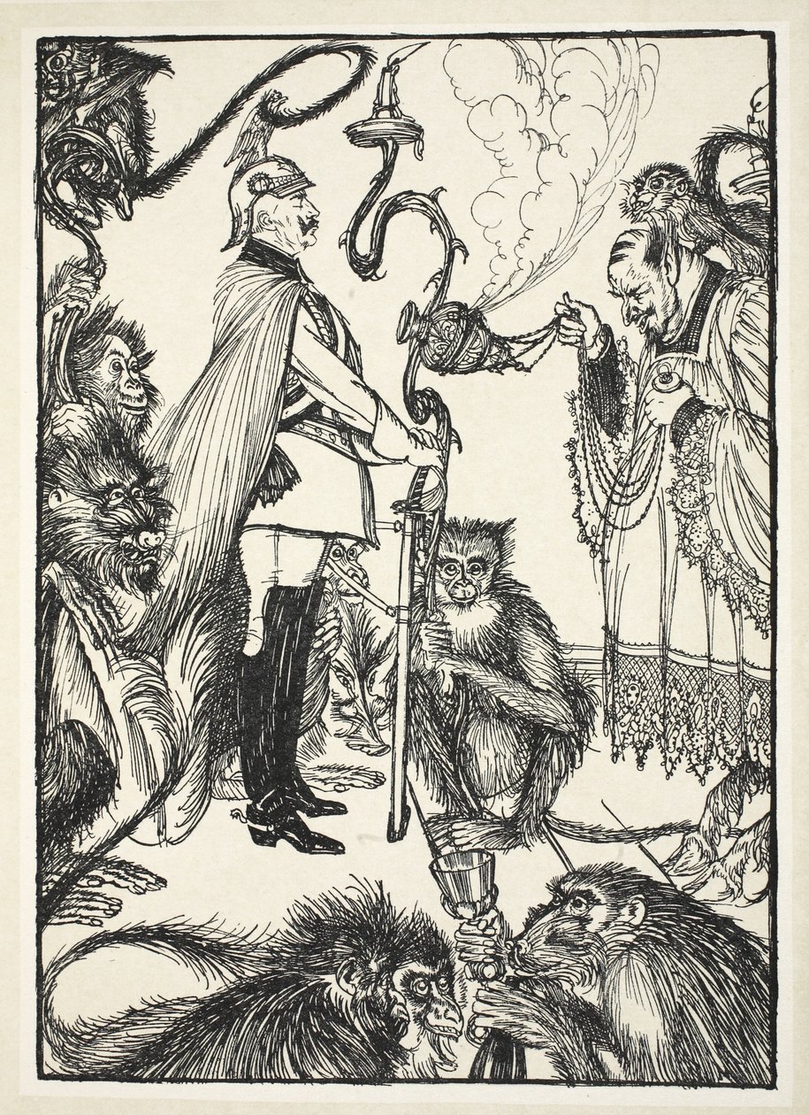 The Black Mass No. 1（The Celebrant and the Master of Ceremonies），来自The Kaiser&39;s Garland的插图，由Edmund J. Sullivan，酒吧。 1916年 作者 埃德蒙·约瑟夫·沙利文