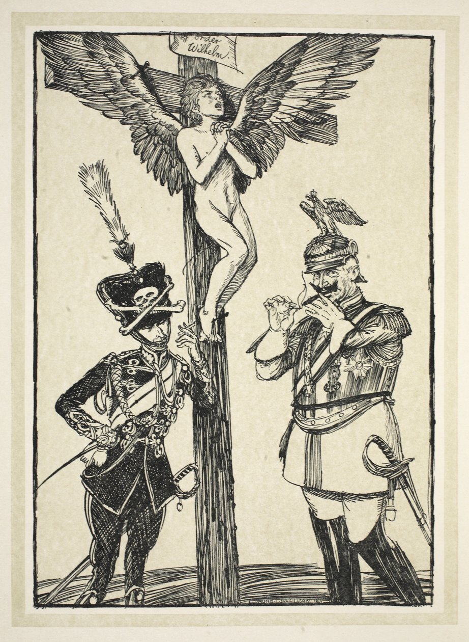 比利时的十字架，来自凯撒的加兰的插图由Edmund J. Sullivan，酒吧。 1916年 作者 埃德蒙·约瑟夫·沙利文
