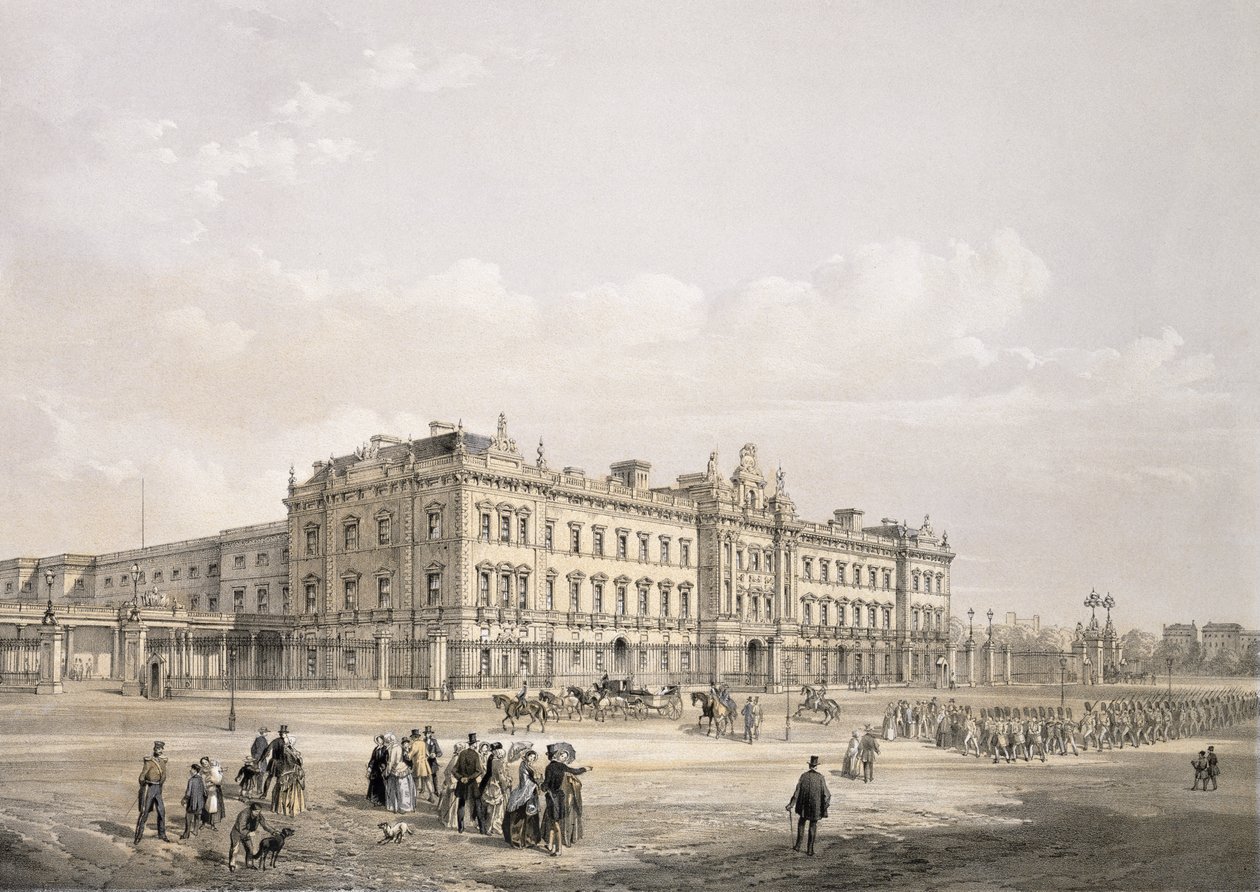 白金汉宫，由Thomas Picken（fl.1838-d.1870）雕刻，酒吧。 1852年由Lloyd Bros. und Co.（石版画） 作者 埃德蒙·沃克