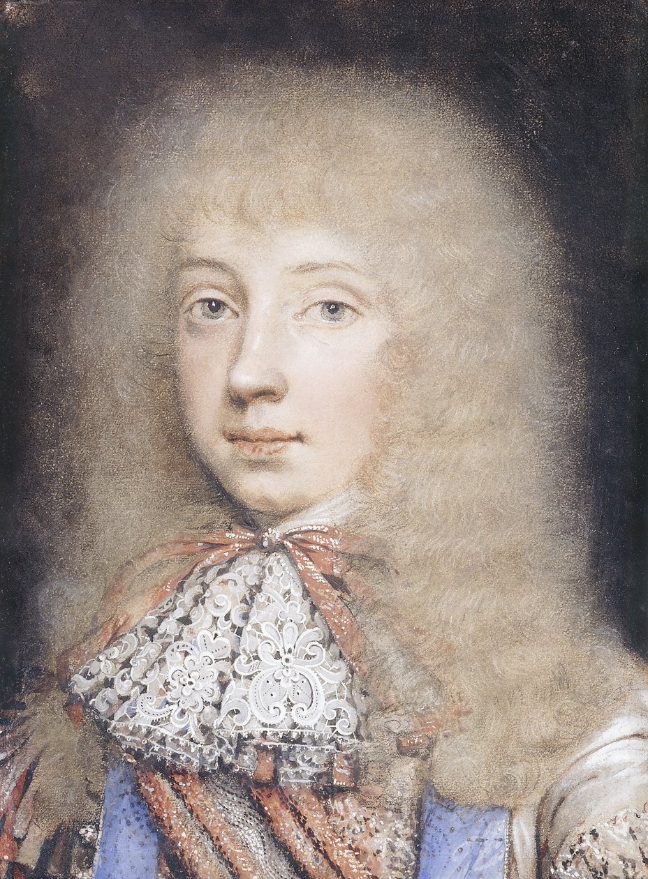 爱德华·斯图尔特（Edward Stuart）的肖像，胸围长，头发和蕾丝长发飘逸， 作者 埃德蒙·阿什菲尔德