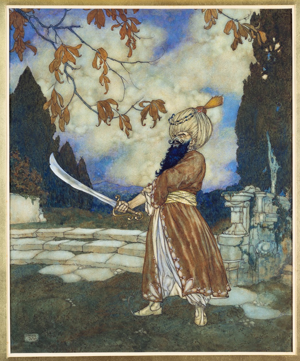 蓝胡子，1910 年（纸上水彩、水粉、钢笔和黑墨水） 作者 埃德蒙·杜拉克（Edmund Dulac）
