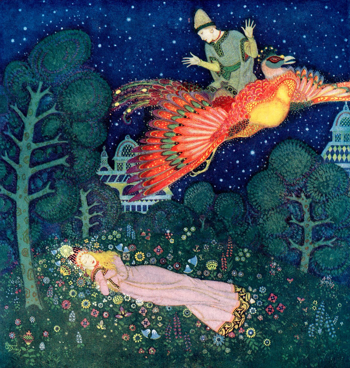 俄罗斯童话《火鸟》插图 作者 埃德蒙·杜拉克（Edmund Dulac）