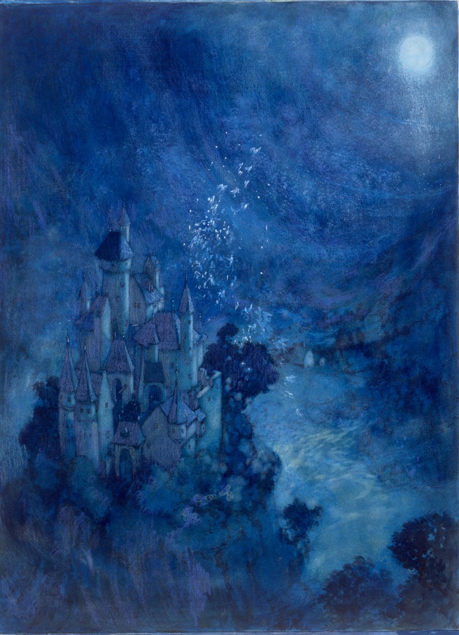 夜间尖塔（纸面水彩画） 作者 埃德蒙·杜拉克（Edmund Dulac）