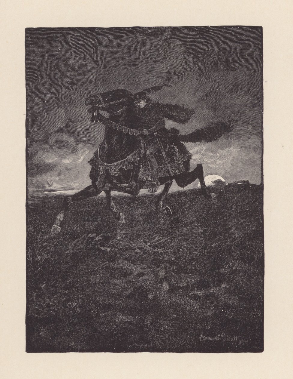 约翰-济慈的《圣艾格尼丝之夜》插图（石版画） 作者 埃德蒙·亨利·加勒特