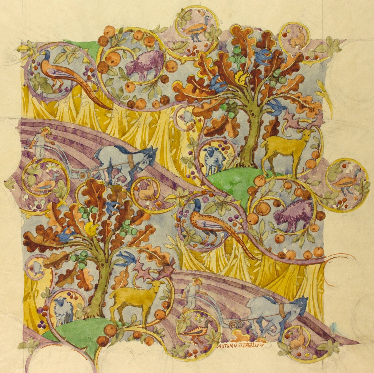 1927年11月，秋天（纸上水粉画） 作者 埃德蒙·亨特