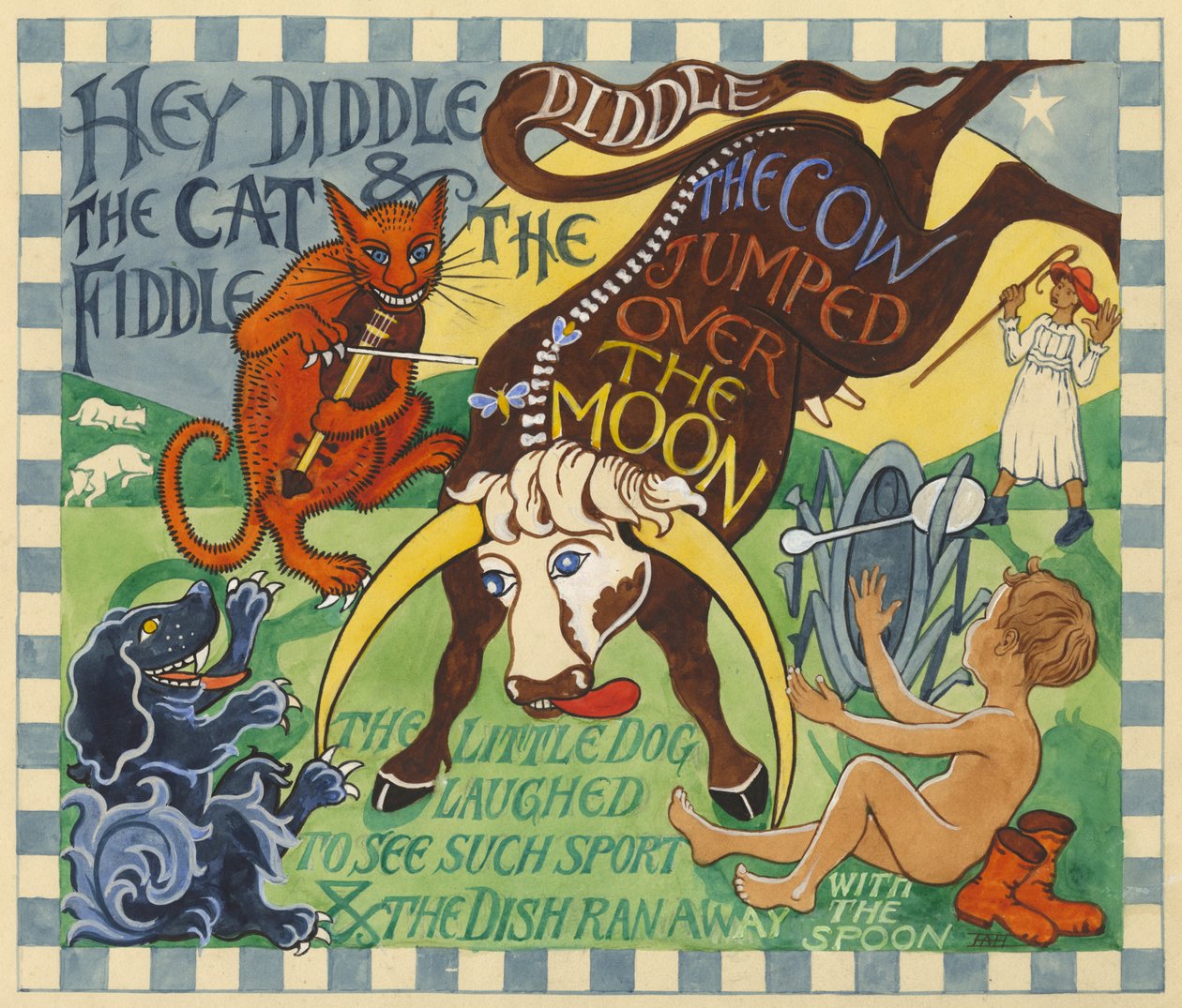Hey Diddle Diddle》，约 1935 年（纸上水粉画） 作者 埃德蒙·亨特