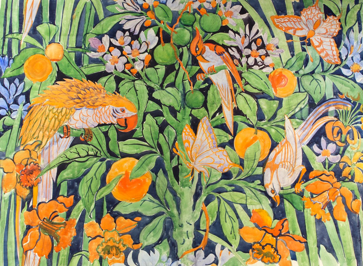 丛林聊天，1930 年（水粉画，纸本） 作者 埃德蒙·亨特
