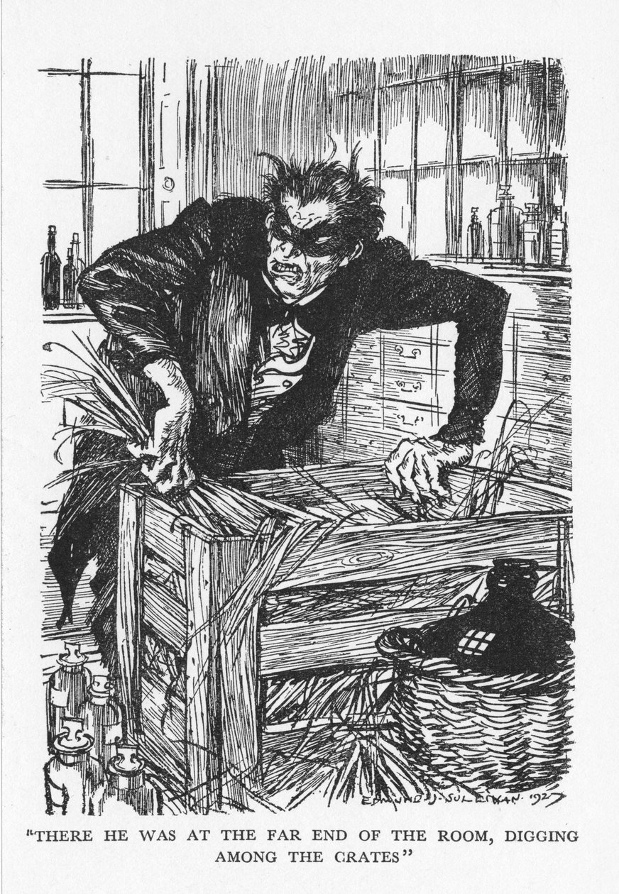罗伯特·路易斯·史蒂文森（Robert Louis Stevenson）的《杰基尔博士和海德先生的奇怪案》中的场景，1927年 作者 埃德蒙·约瑟夫·沙利文
