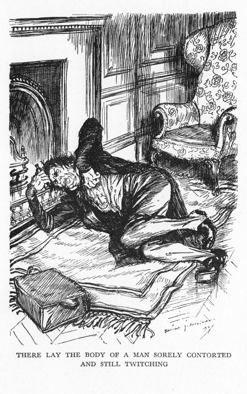 罗伯特·路易斯·史蒂文森（Robert Louis Stevenson）的《杰基尔博士和海德先生的奇怪案》中的场景，1927年 作者 埃德蒙·约瑟夫·沙利文