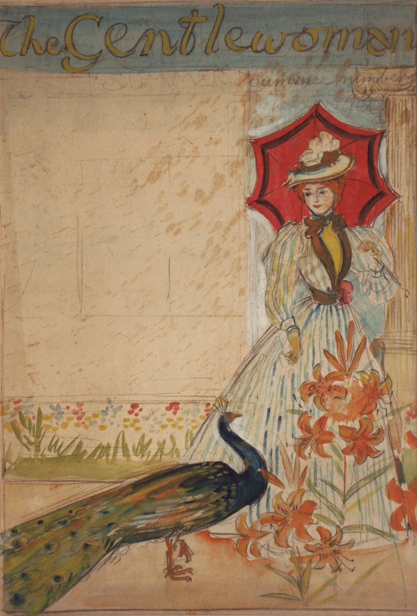 绅士，（正面）;支持家庭工业（verso），大约1905年（卡上的铅笔水粉） 作者 埃德蒙·约瑟夫·沙利文
