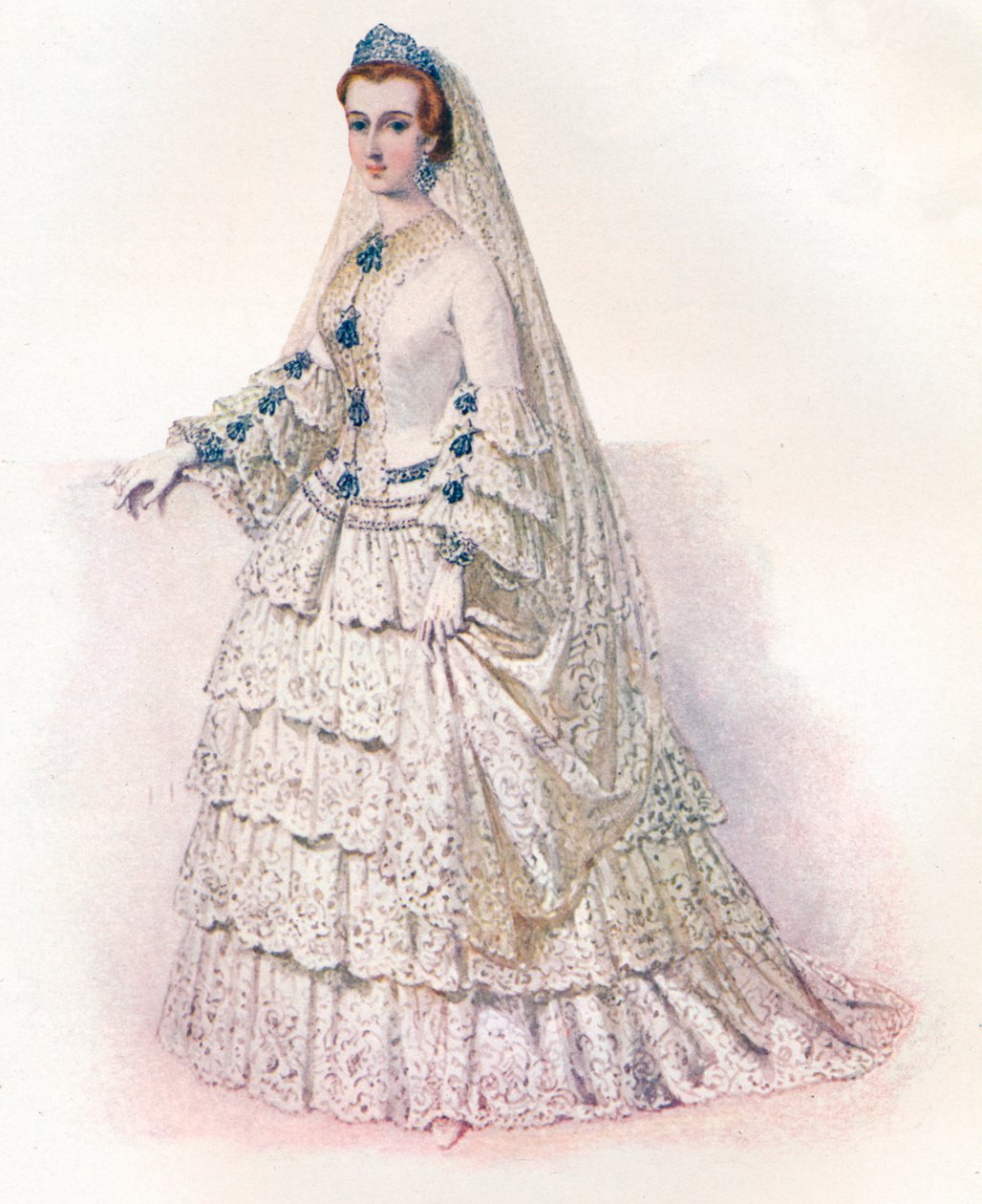 欧仁妮皇后穿着婚纱，1853年和1902年 作者 埃德蒙·托马斯·帕里斯（Edmund Thomas Parris）