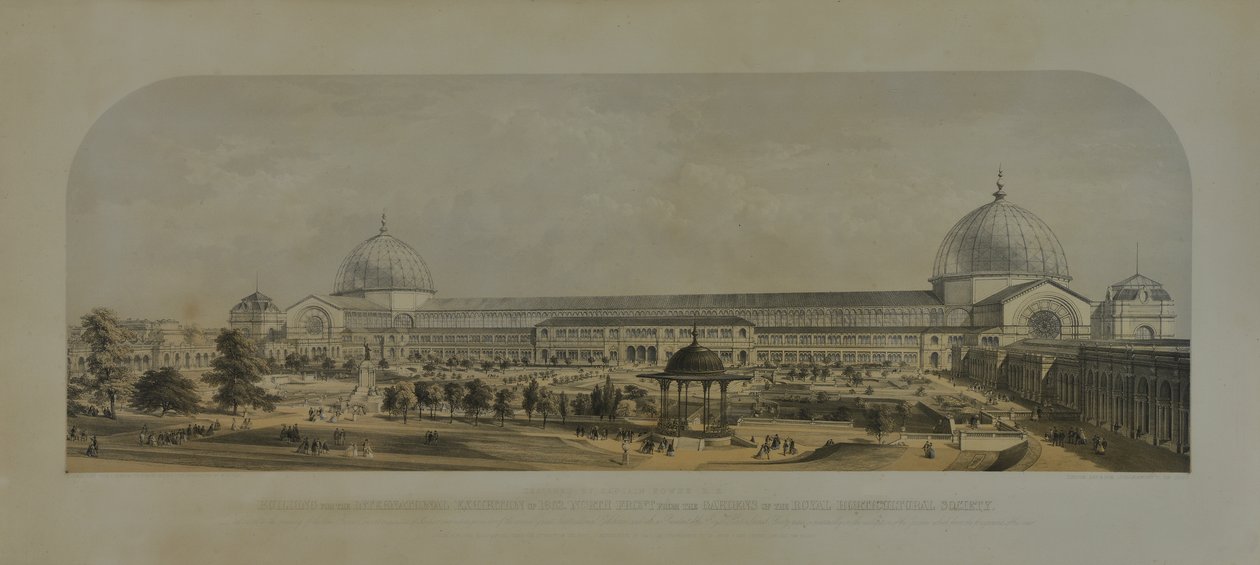 1862年国际展览，皇家园艺学会花园的北面，1862年 作者 埃德蒙·沃克