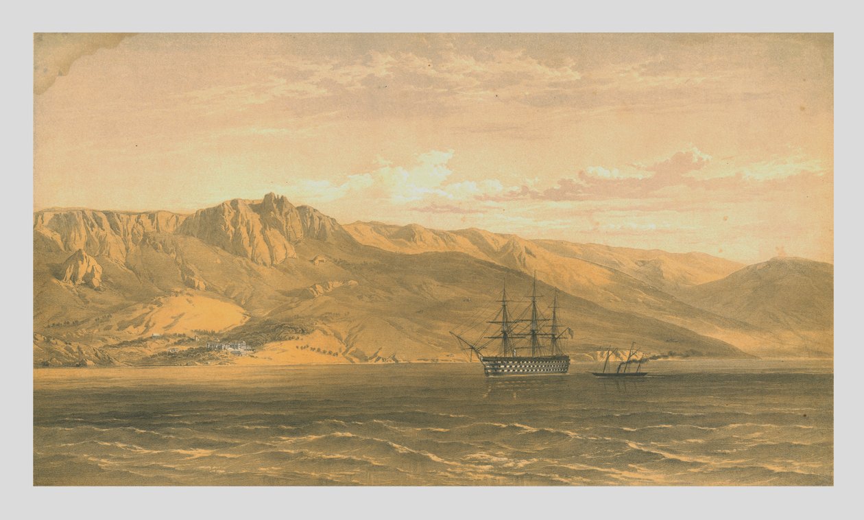 沃伦佐夫斯亲王宫在克里米亚南海岸的雅尔塔附近，1854年，1855年。 作者 埃德蒙·沃克