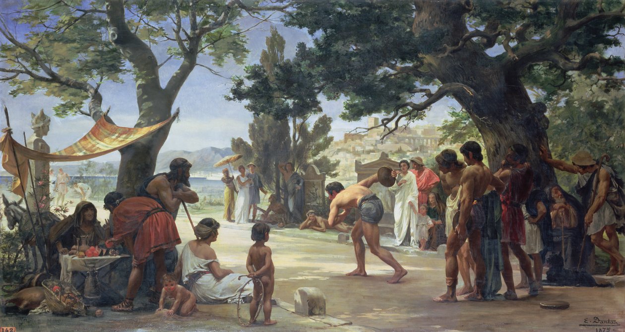 投掷铁饼，1875年 作者 爱德华·约瑟夫·丹坦