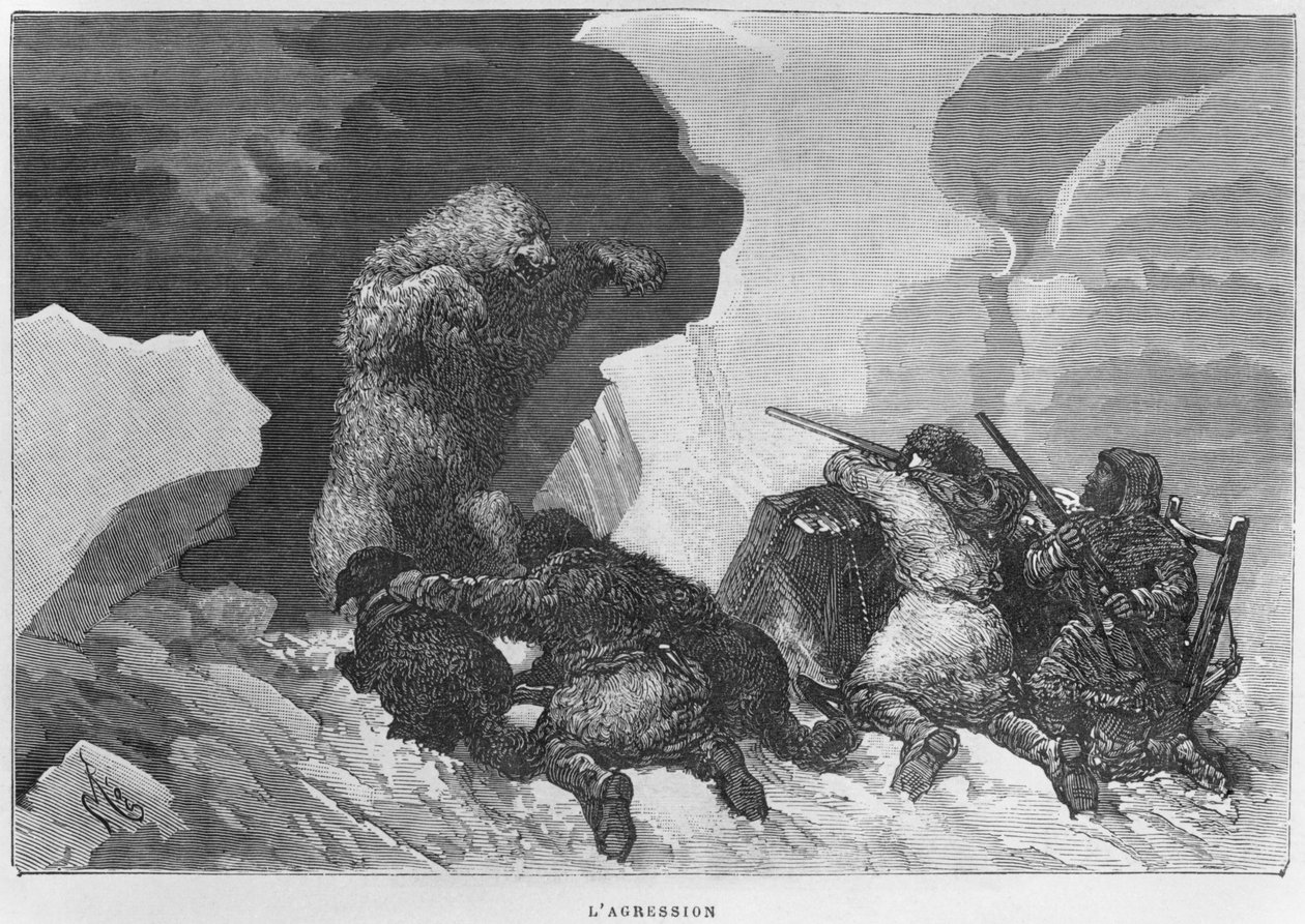 攻击，来自&39;Expedition du Tegetthoff&39;的插图由Julius Prayer（1841-1915） 作者 爱德华·里奥（Edouard Riou）