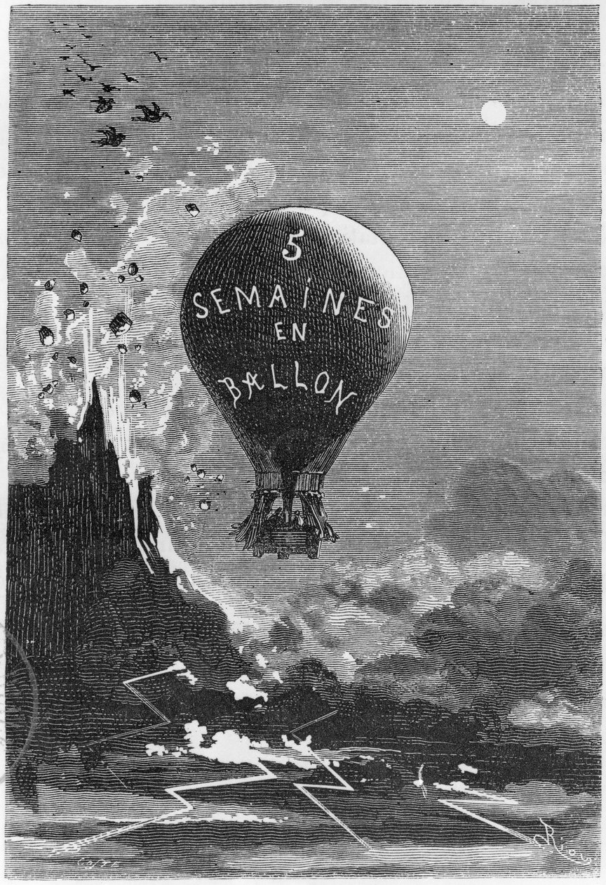 Jules Verne（1828-1905）的“气球五周”的主题 作者 爱德华·里奥（Edouard Riou）