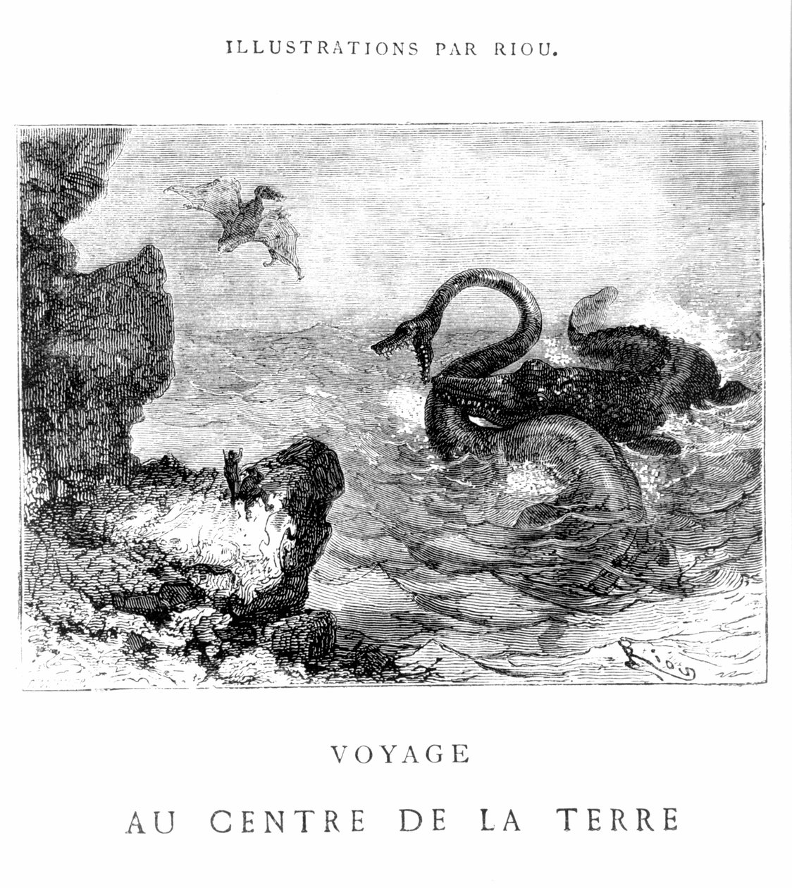 来自Jules Verne（1828-1905）的&39;Voyage au centre de la terre&39;插图，由Pannemaker雕刻，由J.Hetzel出版，19世纪 作者 爱德华·里奥（Edouard Riou）