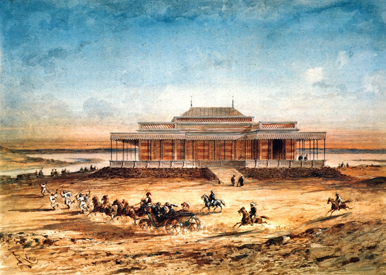 Eugenie皇后于1869年前往苏伊士运河的就职典礼，1869年的纪念册 作者 爱德华·里奥（Edouard Riou）