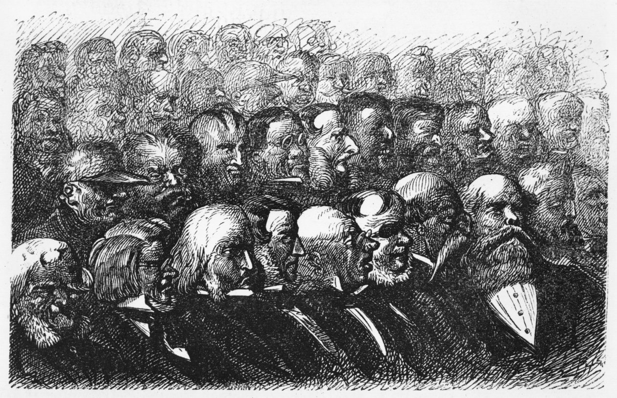 伦敦皇家地理学会会员，来自Jules Verne（1828-1905）巴黎的“气球中的五周”插图，Hetzel 作者 爱德华·里奥（Edouard Riou）