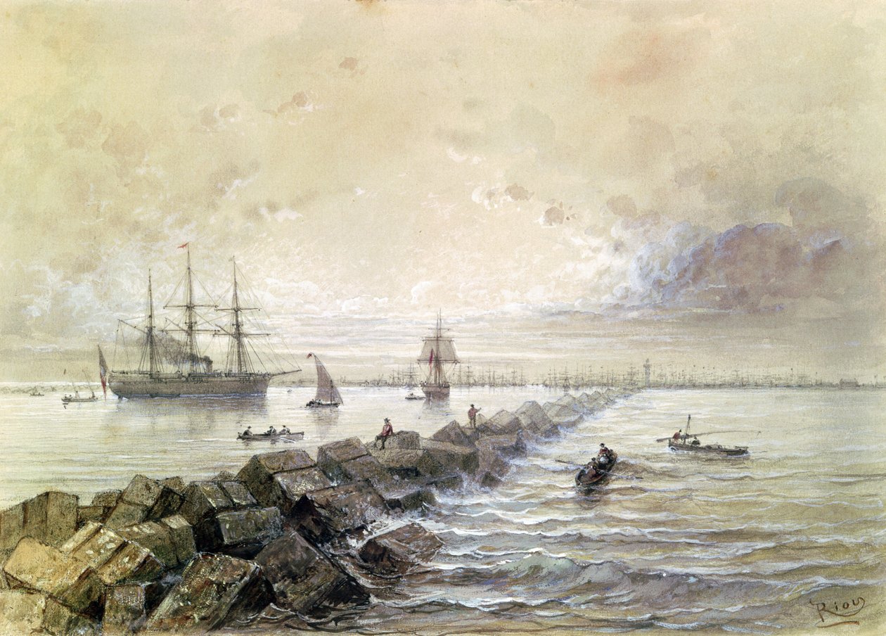 苏伊士运河，纪念1869年就职典礼上纪念Eugenie皇后航行的纪念册（1827-1920） 作者 爱德华·里奥（Edouard Riou）