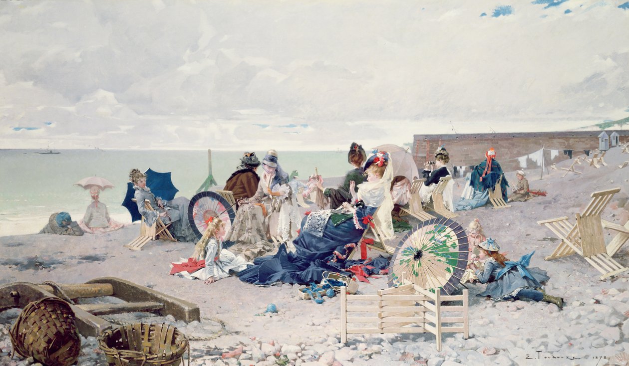 海滩在Yport，1878年 作者 爱德华·图杜兹