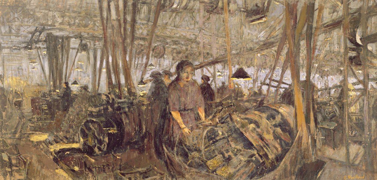 弹药厂内部：锻造，1916-17（画布上的蛋彩画） 作者 爱德华·维拉德