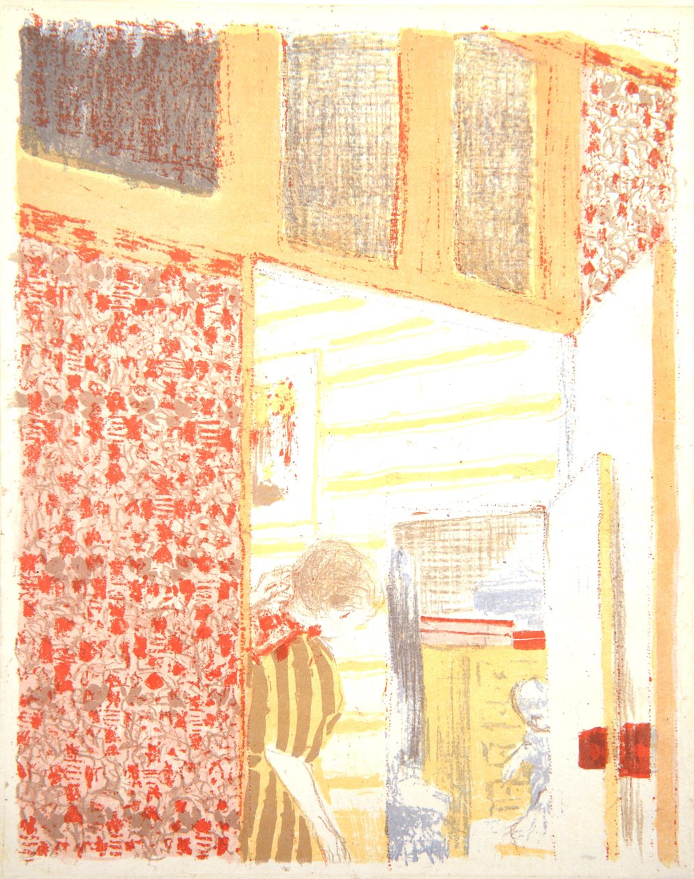 内部与粉红色壁纸III，1899年 作者 爱德华·维拉德