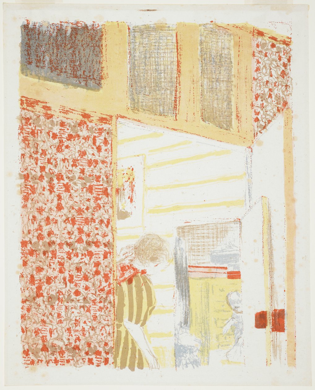 内部与粉红色的帷幔III，1899年 作者 爱德华·维拉德
