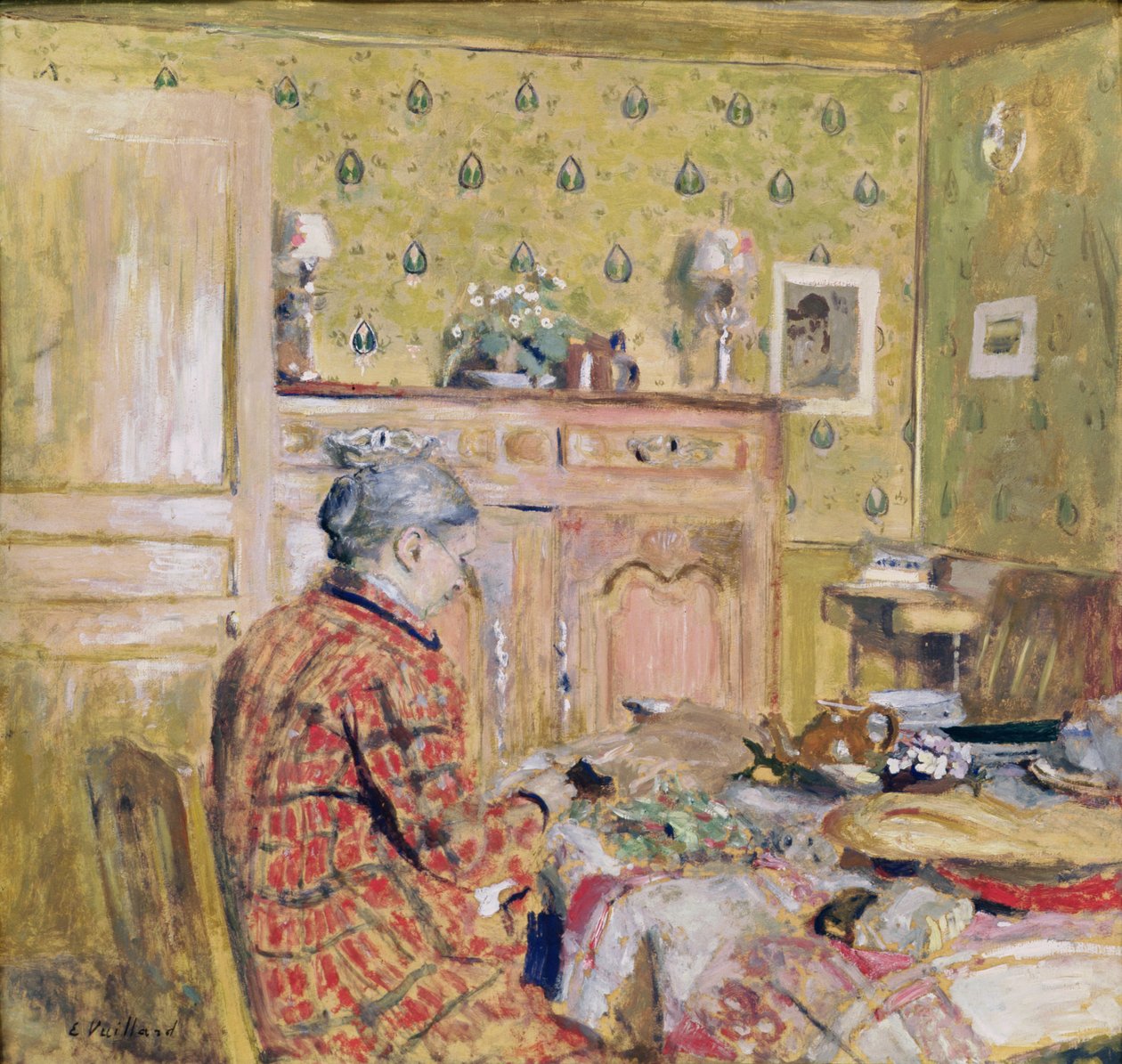 艺术家的母亲早餐，1899-1904（油卡） 作者 爱德华·维拉德
