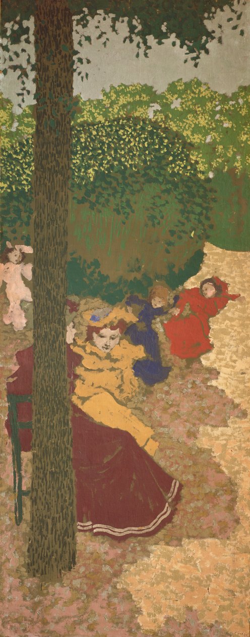 公共花园：年轻女孩玩，1894年（画布上的瘟疫） 作者 爱德华·维拉德