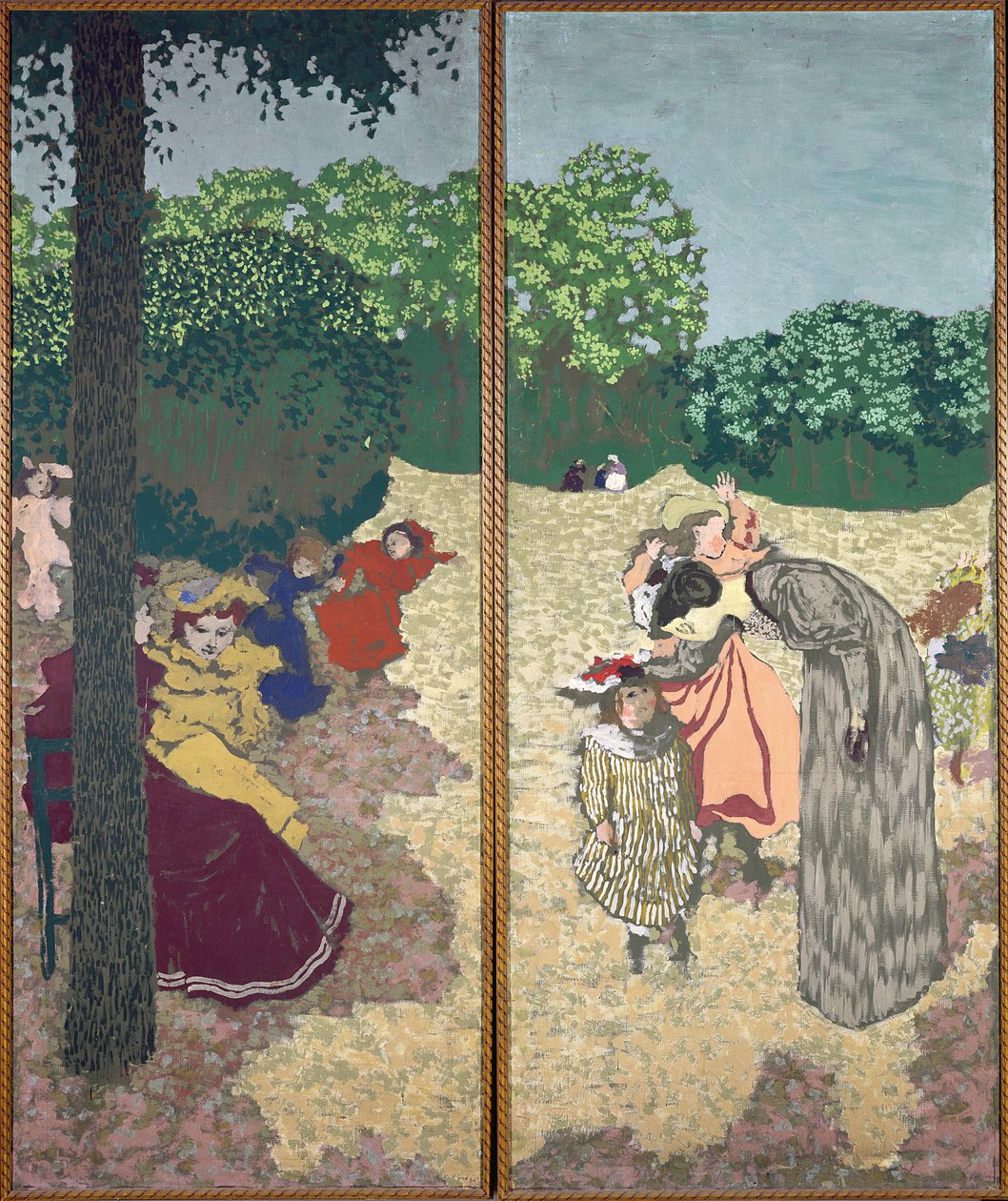 公共花园：年轻女孩玩耍和审讯，1894年（画布上的瘟疫） 作者 爱德华·维拉德