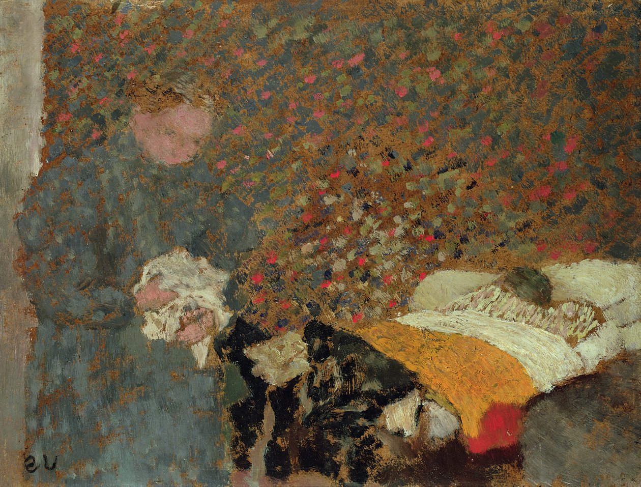 生病的孩子，c.1892 作者 爱德华·维拉德