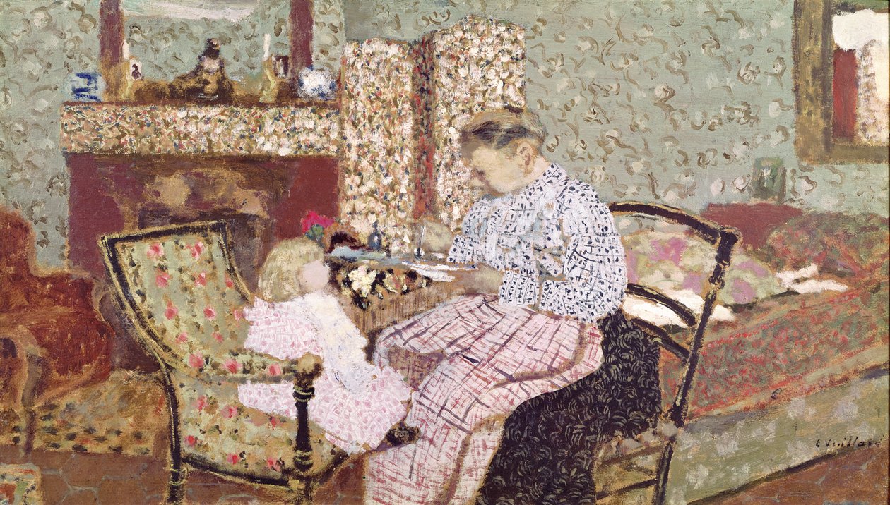 喂养孩子的女人（Annette，Ker Xavier Roussel的女儿）1901年（面板上的卡上油） 作者 爱德华·维拉德