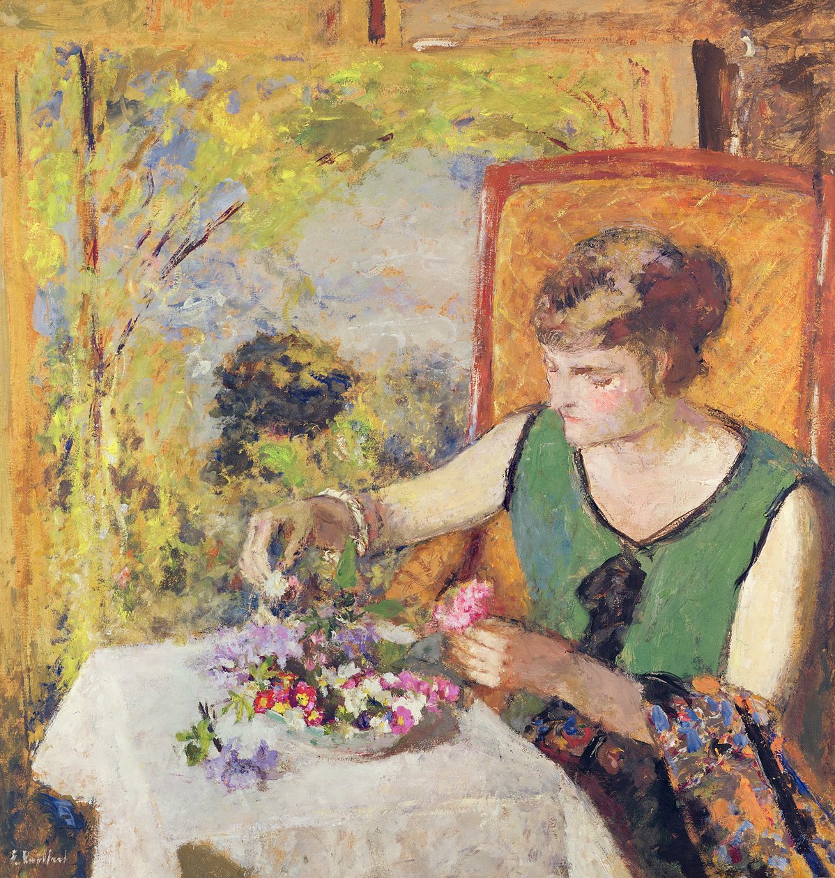 有一束花的妇女，1925年 作者 爱德华·维拉德