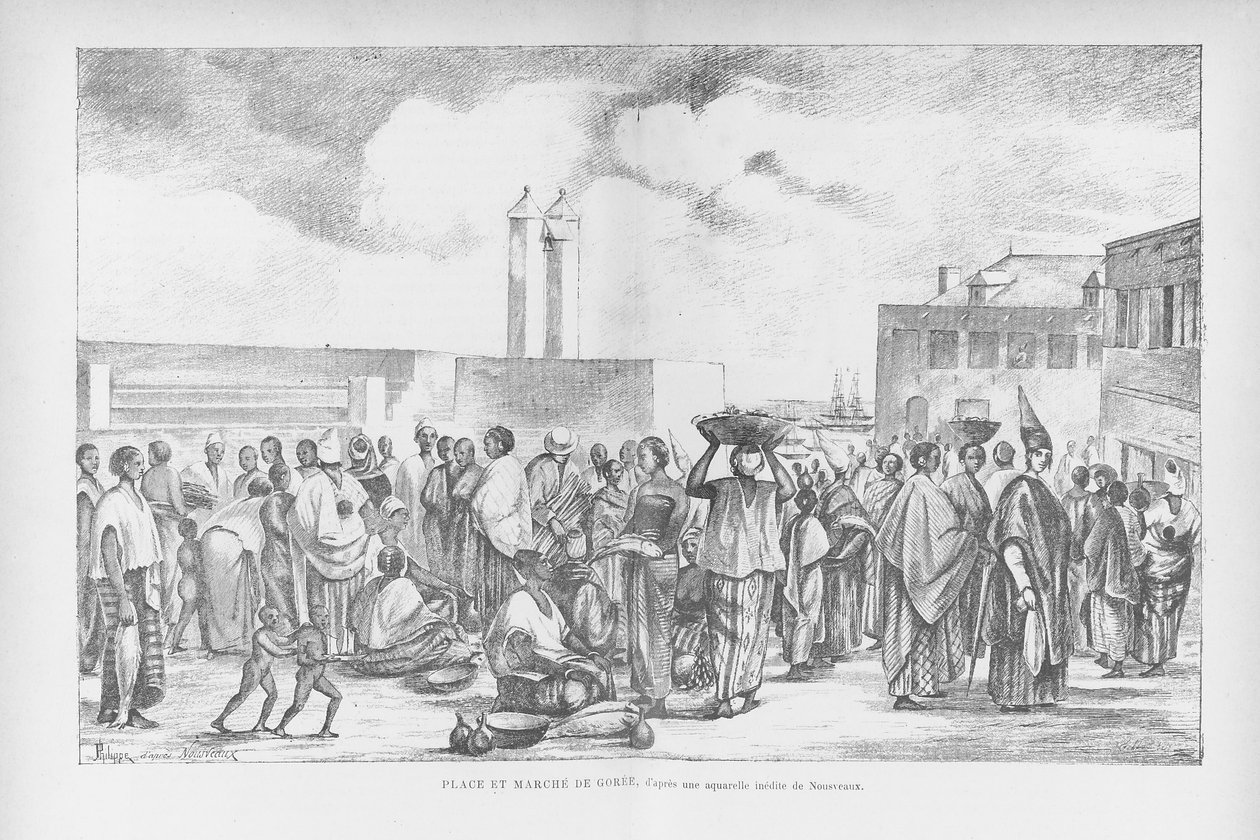 Goree的市场，插图摘自Henri Frey的“ Cote Occidentale d“ Afrique ...”，1890年 作者 爱德华·奥古斯特·努斯沃