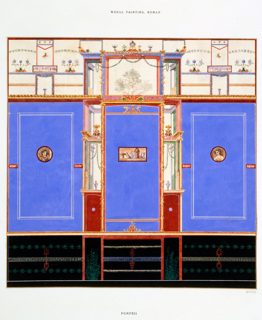 墙壁装饰，Dioscuri的房子，庞贝城 作者 爱德华·克莱里万斯（Edouard Clerievanse）