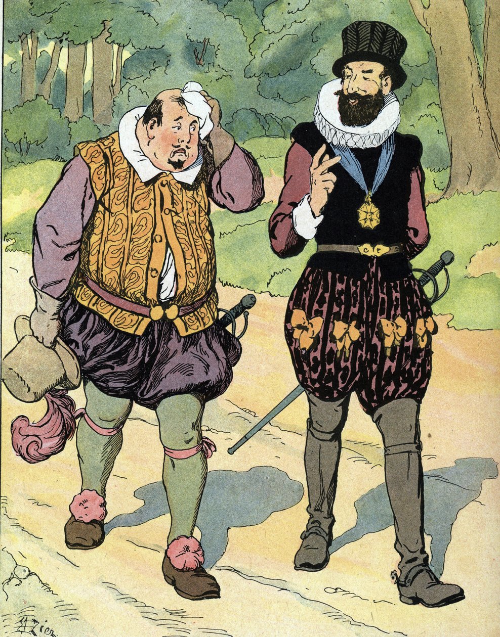 King Henry IV (1553-1610) and Charles II Duke of Mayenne (1554-1611) (King of France Henri IV and Charles of Lorraine, Duke of Mayenne) Illustration by Edouard Zier in “” Our-glories-nationales”” 1920 Private collection 作者 爱德华·弗朗索瓦·齐尔