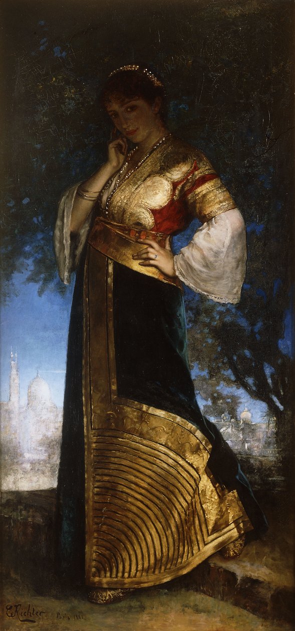 美丽的摩洛哥人； La Belle Marocaine，1880年 作者 爱德华·弗雷德里克·威廉·里希特