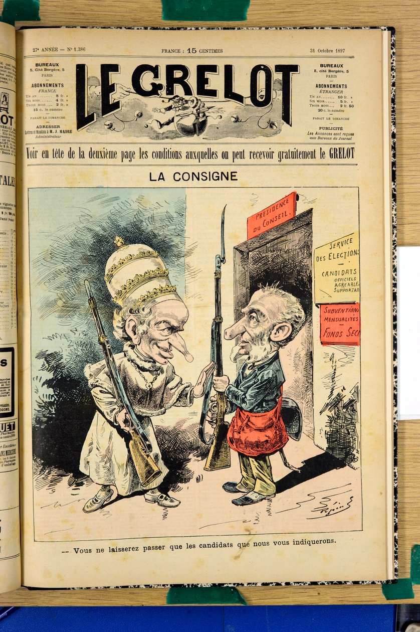 Le Grelot》的封面，第1386号，《彩色讽刺》。 作者 爱德华·纪尧明·佩平