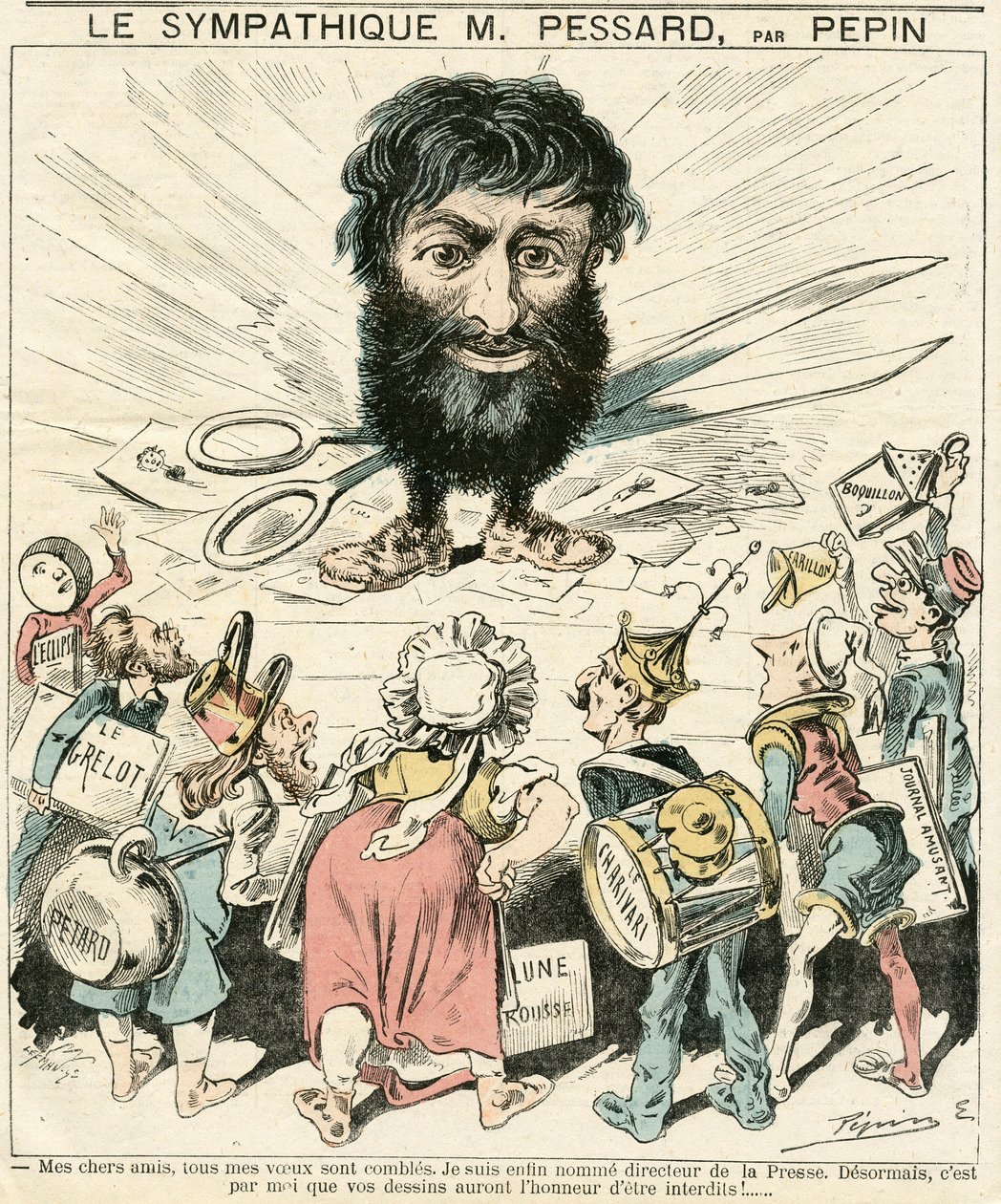 Le Grelot》的封面，第356号，《彩色讽刺》。 作者 爱德华·纪尧明·佩平